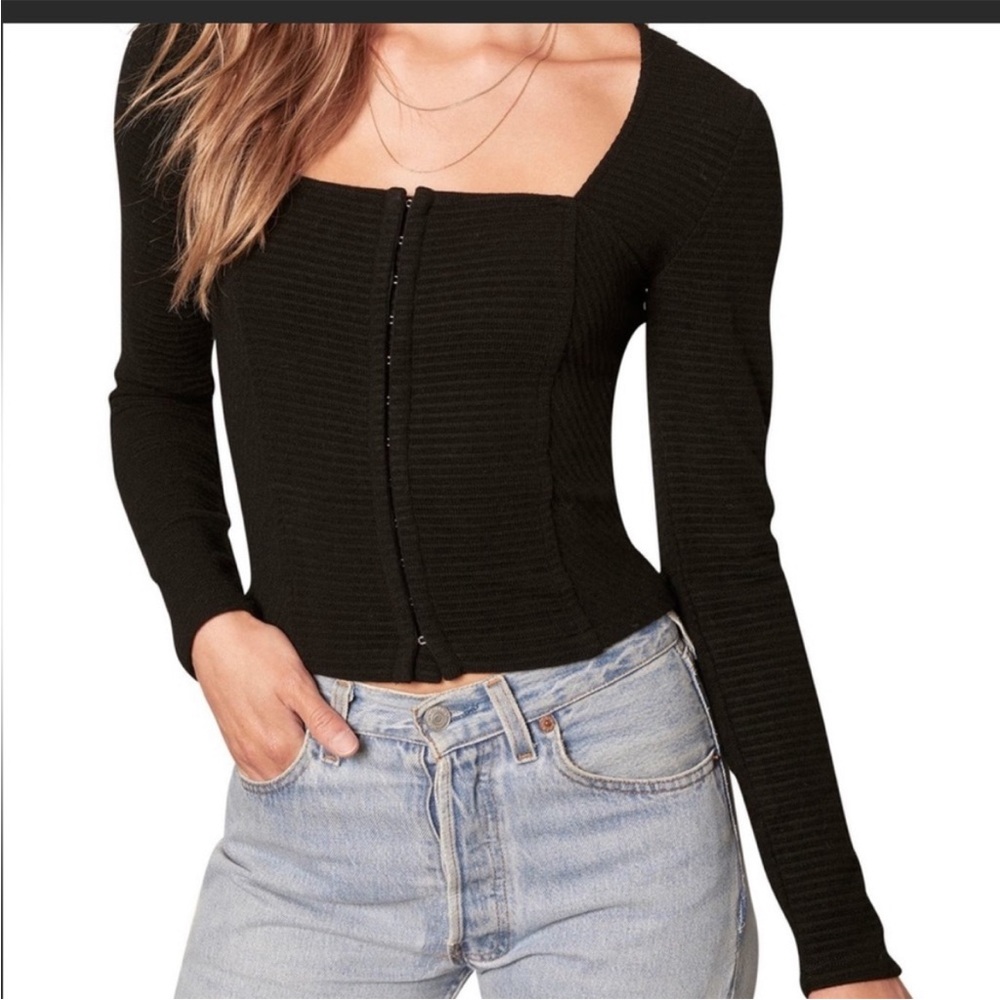 Anthropologie BB Dakota by Steve Madden Cropped Black Top